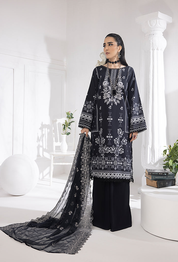 Humdum Collection Monochrome by Humdum Unstitched Printed Lawn 3Pc Suit MC-04
