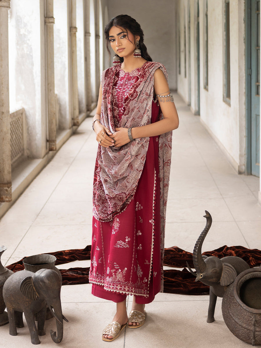 CELTS Mehmal Premium Embroidered Dhanak Unstitched 3Pc Suit MC-04