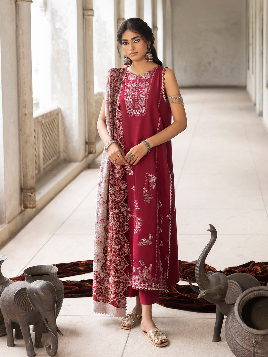 CELTS Mehmal Premium Embroidered Dhanak Unstitched 3Pc Suit MC-04