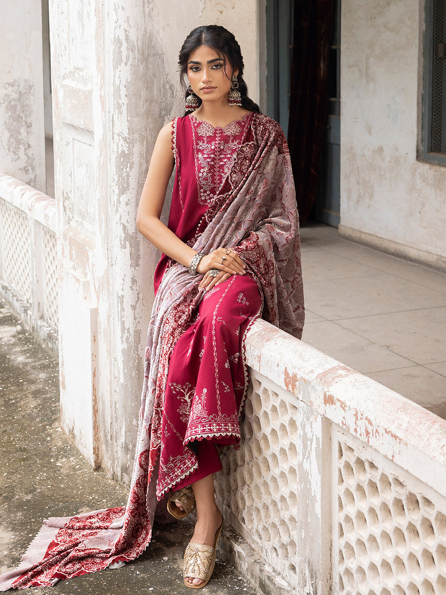CELTS Mehmal Premium Embroidered Dhanak Unstitched 3Pc Suit MC-04