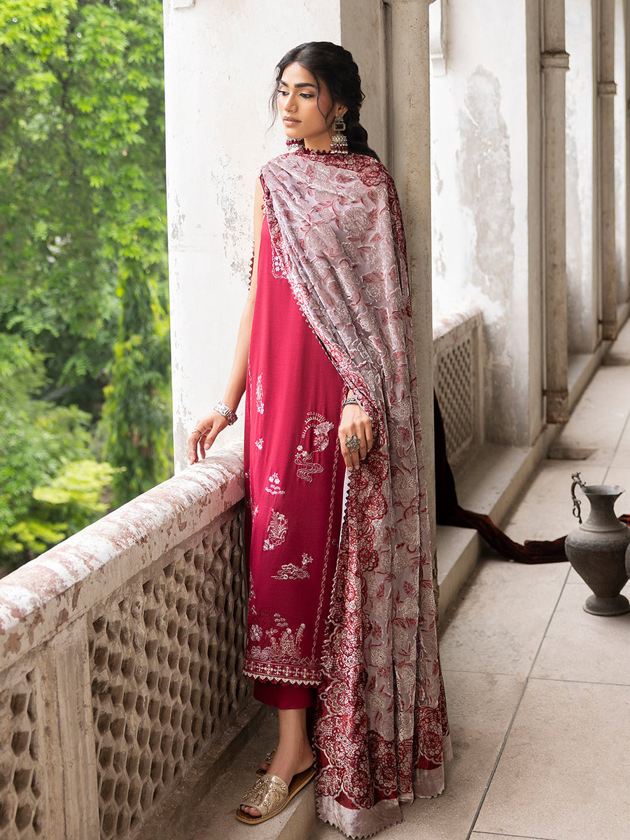 CELTS Mehmal Premium Embroidered Dhanak Unstitched 3Pc Suit MC-04