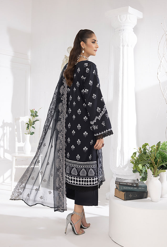 Humdum Collection Monochrome by Humdum Unstitched Printed Lawn 3Pc Suit MC-05