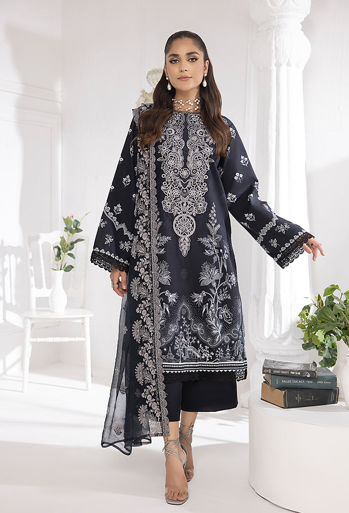 Humdum Collection Monochrome by Humdum Unstitched Printed Lawn 3Pc Suit MC-05