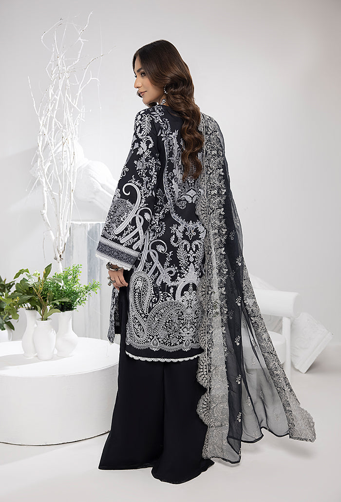 Monochrome by Humdum Unstitched Printed Lawn 3Pc Suit MC-06