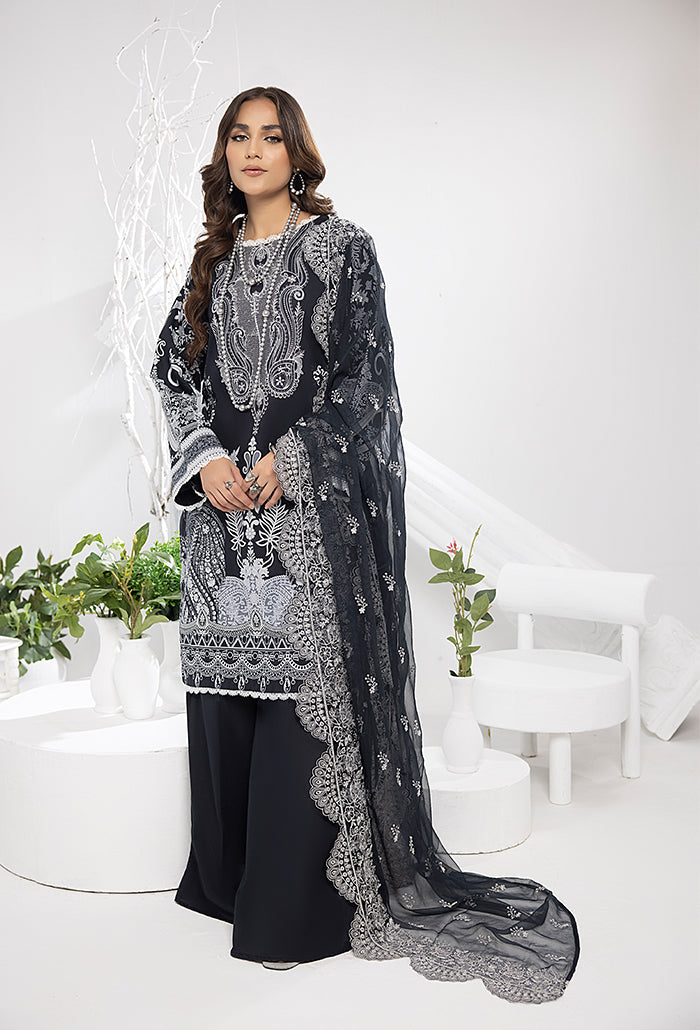 Monochrome by Humdum Unstitched Printed Lawn 3Pc Suit MC-06
