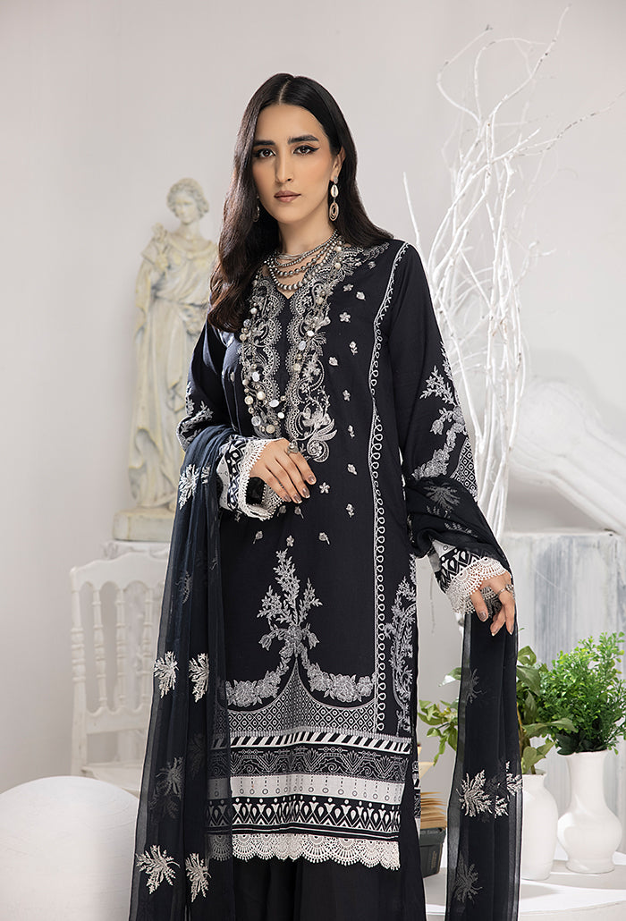 Monochrome by Humdum Unstitched Printed Lawn 3Pc Suit MC-07