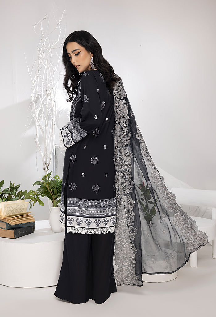 Monochrome by Humdum Unstitched Printed Lawn 3Pc Suit MC-08
