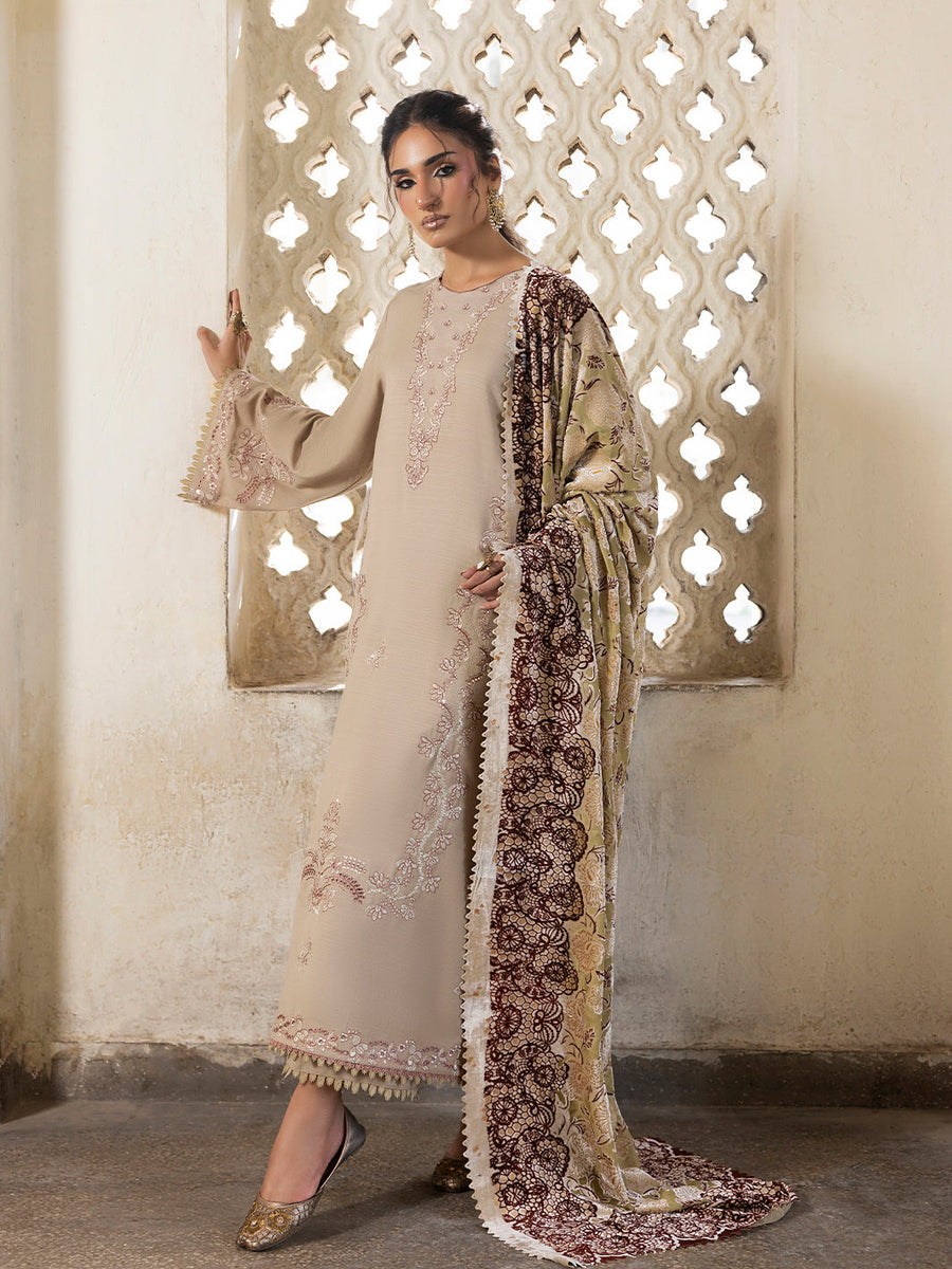 CELTS Mehmal Premium Embroidered Dhanak Unstitched 3Pc Suit MC-09