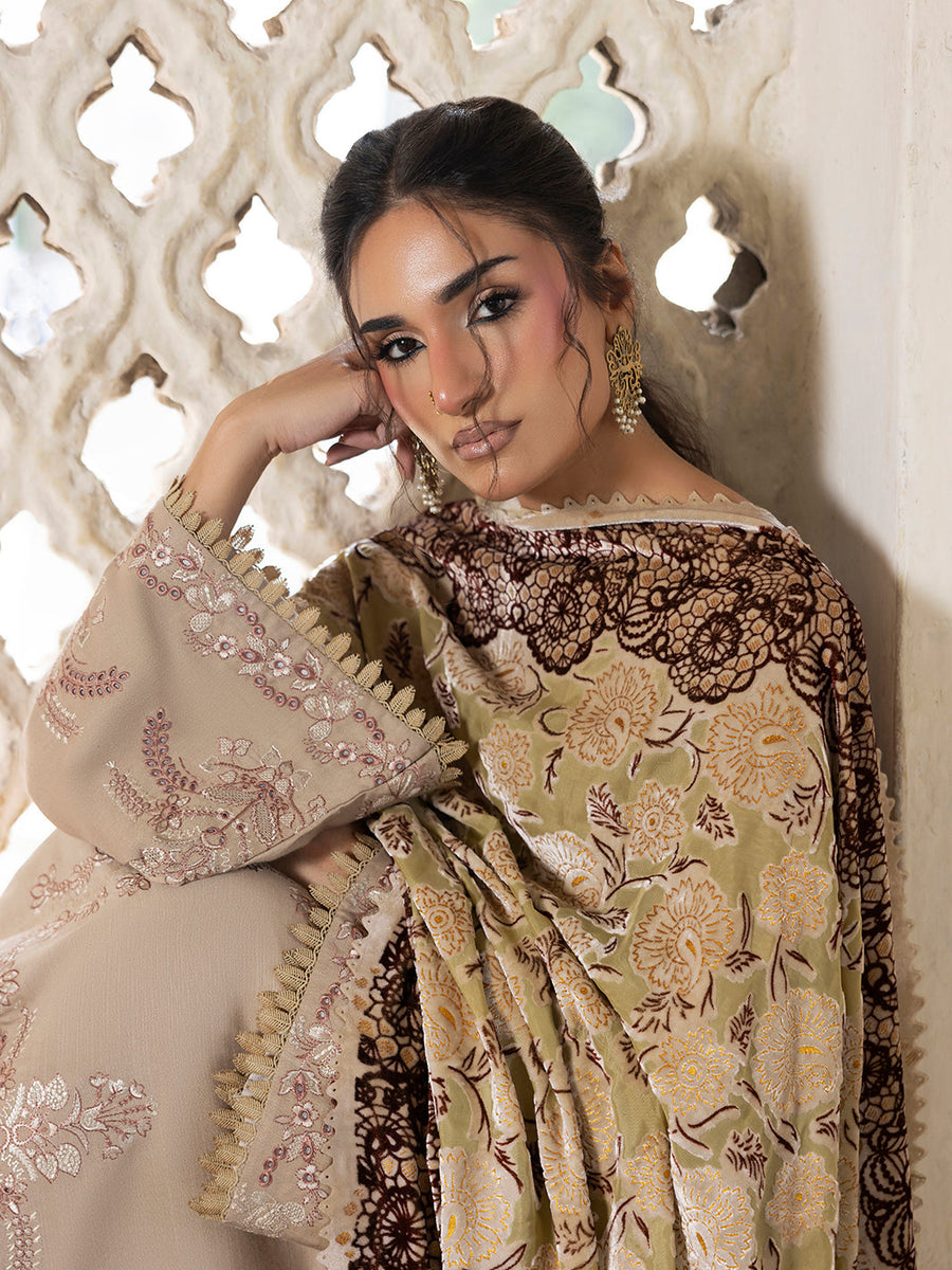 CELTS Mehmal Premium Embroidered Dhanak Unstitched 3Pc Suit MC-09
