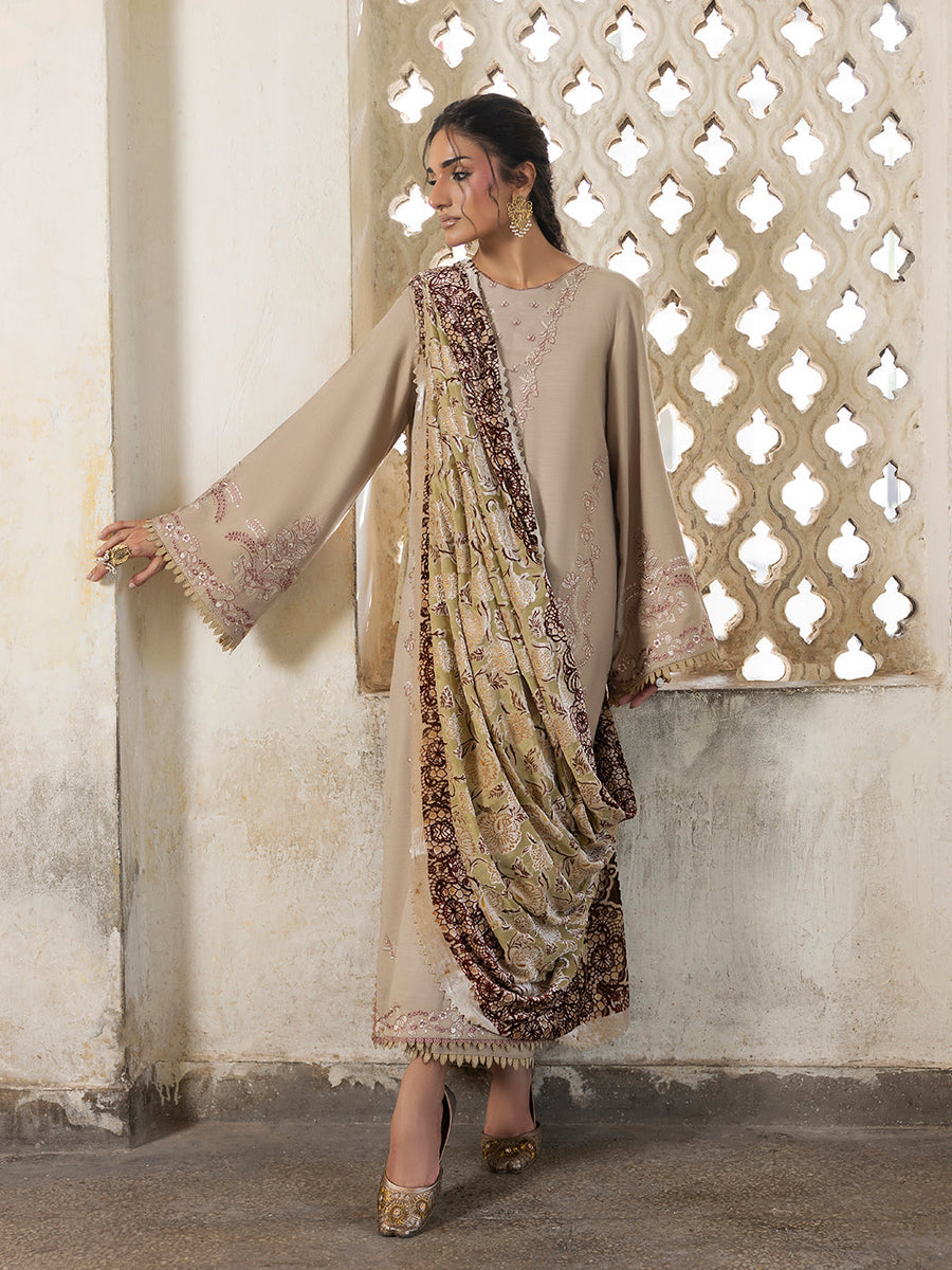 CELTS Mehmal Premium Embroidered Dhanak Unstitched 3Pc Suit MC-09