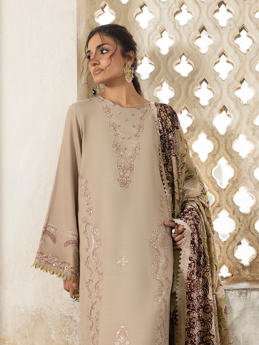 CELTS Mehmal Premium Embroidered Dhanak Unstitched 3Pc Suit MC-09