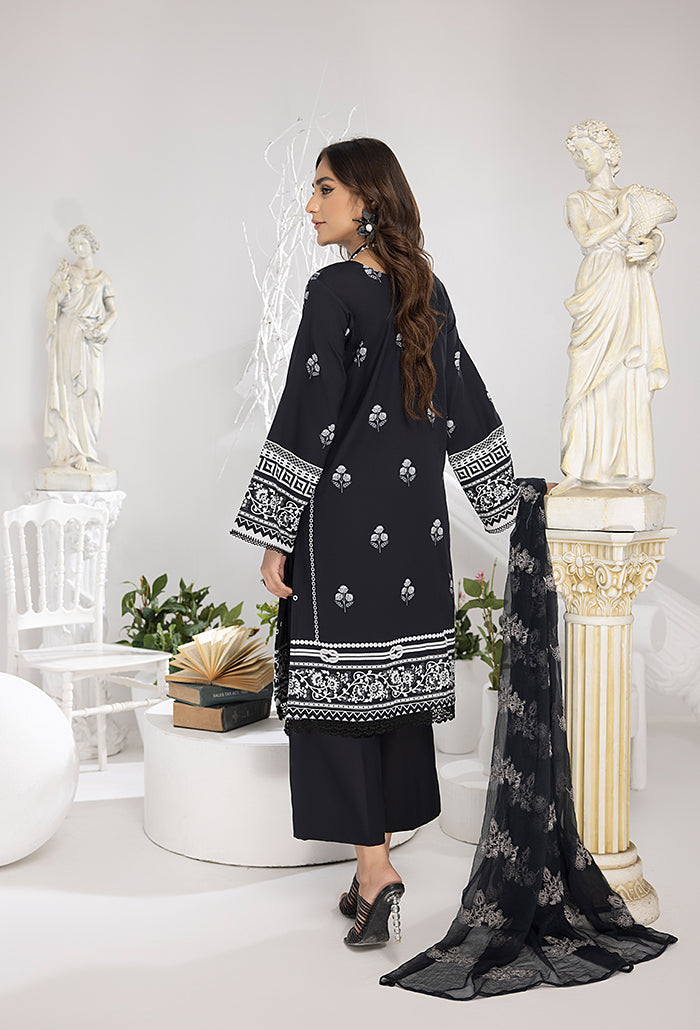 Monochrome by Humdum Unstitched Printed Lawn 3Pc Suit MC-10