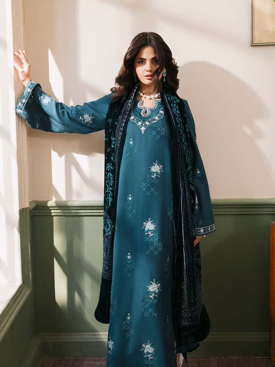 CELTS Mayal Premium Embroidered Dhanak Unstitched 3Pc Suit D-01