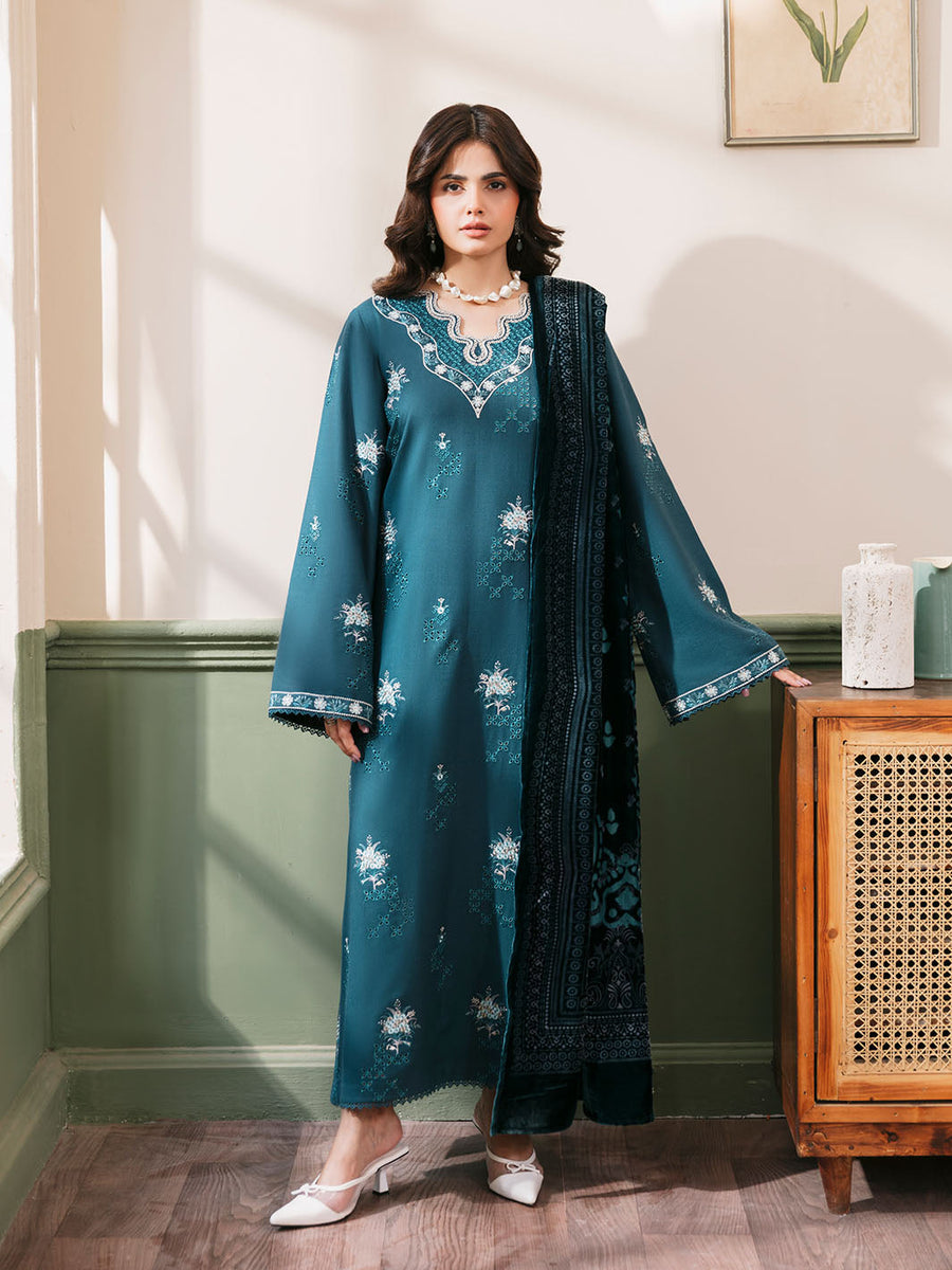 CELTS Mayal Premium Embroidered Dhanak Unstitched 3Pc Suit D-01