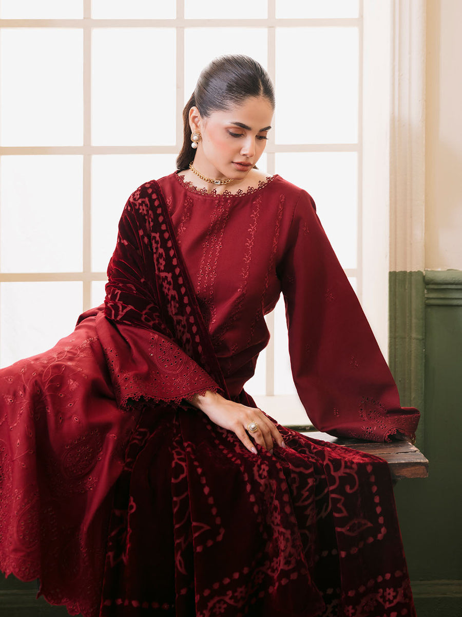 CELTS Mayal Premium Embroidered Dhanak Unstitched 3Pc Suit D-02