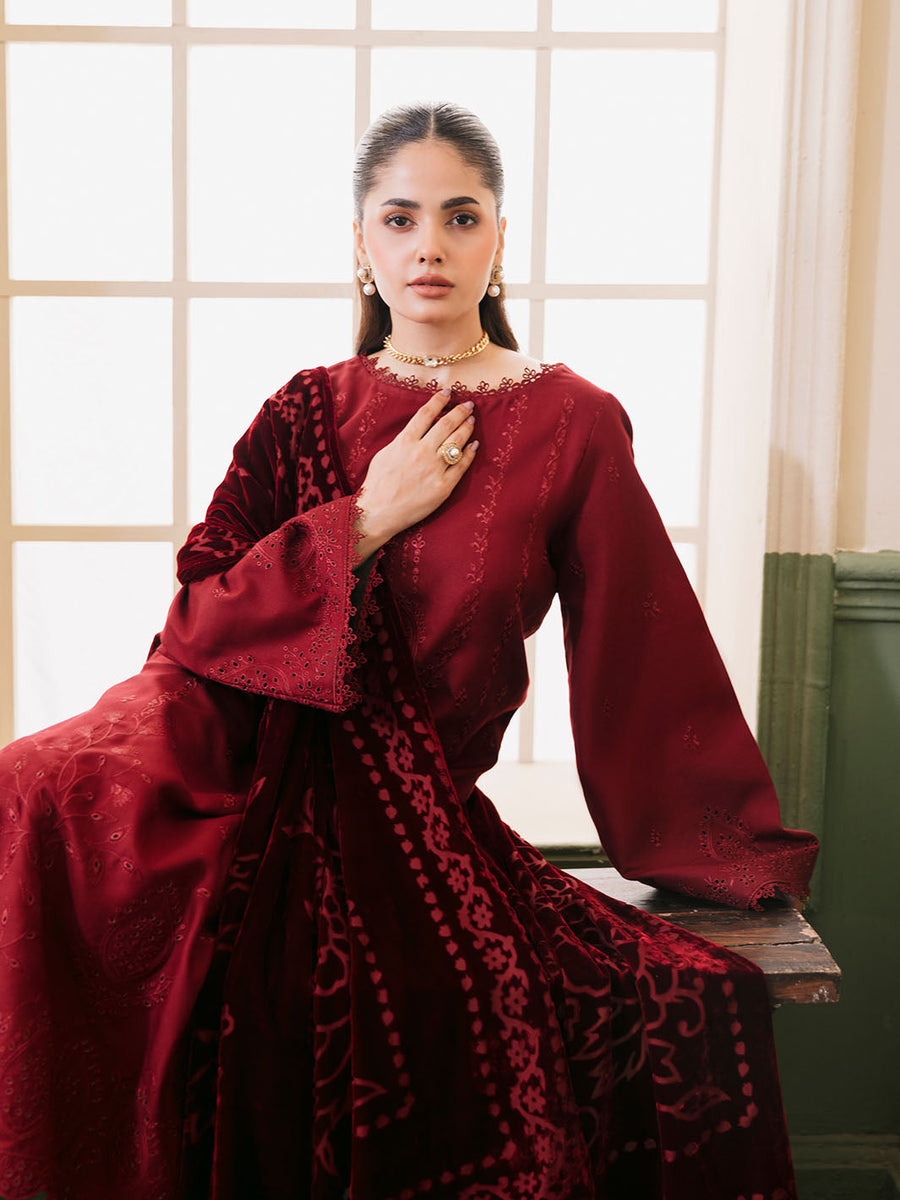 CELTS Mayal Premium Embroidered Dhanak Unstitched 3Pc Suit D-02