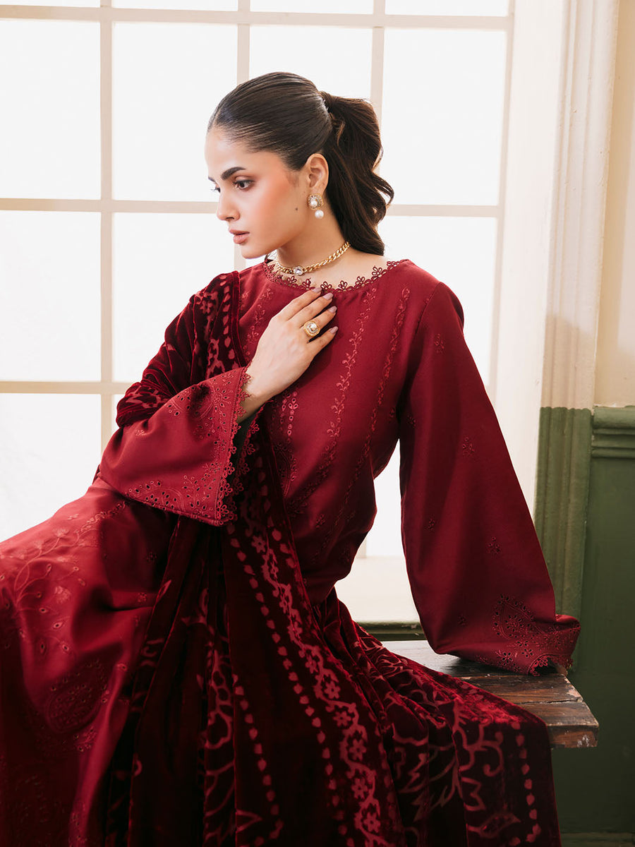 CELTS Mayal Premium Embroidered Dhanak Unstitched 3Pc Suit D-02