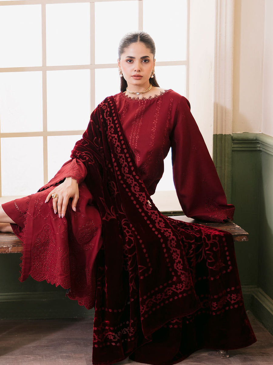 CELTS Mayal Premium Embroidered Dhanak Unstitched 3Pc Suit D-02