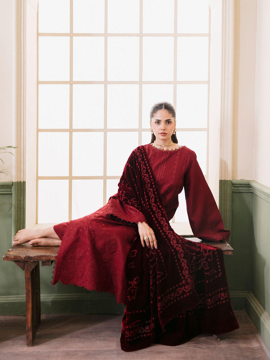 CELTS Mayal Premium Embroidered Dhanak Unstitched 3Pc Suit D-02