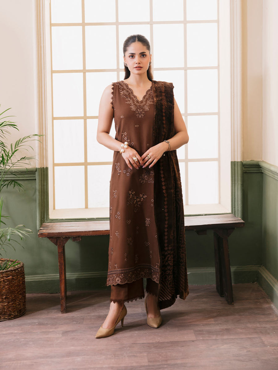 CELTS Mayal Premium Embroidered Dhanak Unstitched 3Pc Suit D-06