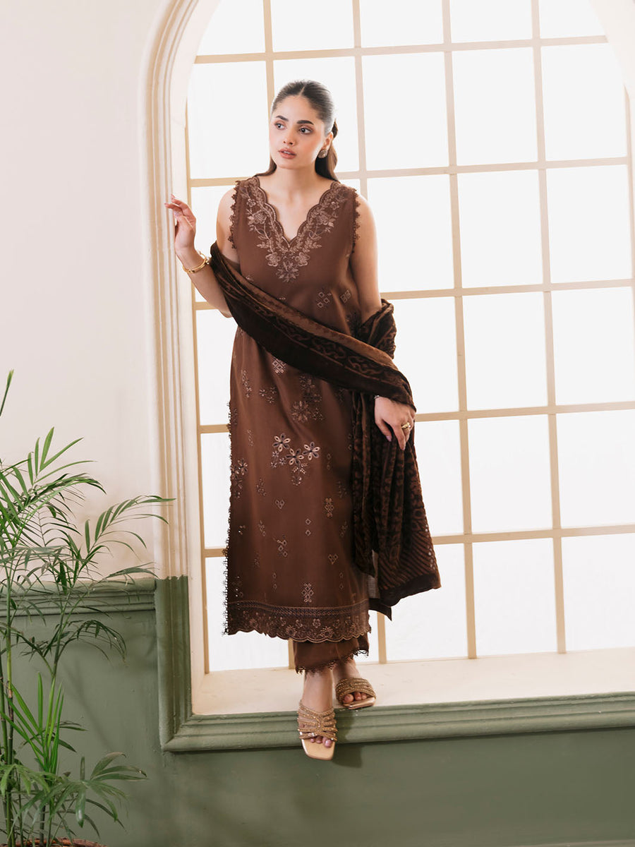 CELTS Mayal Premium Embroidered Dhanak Unstitched 3Pc Suit D-06