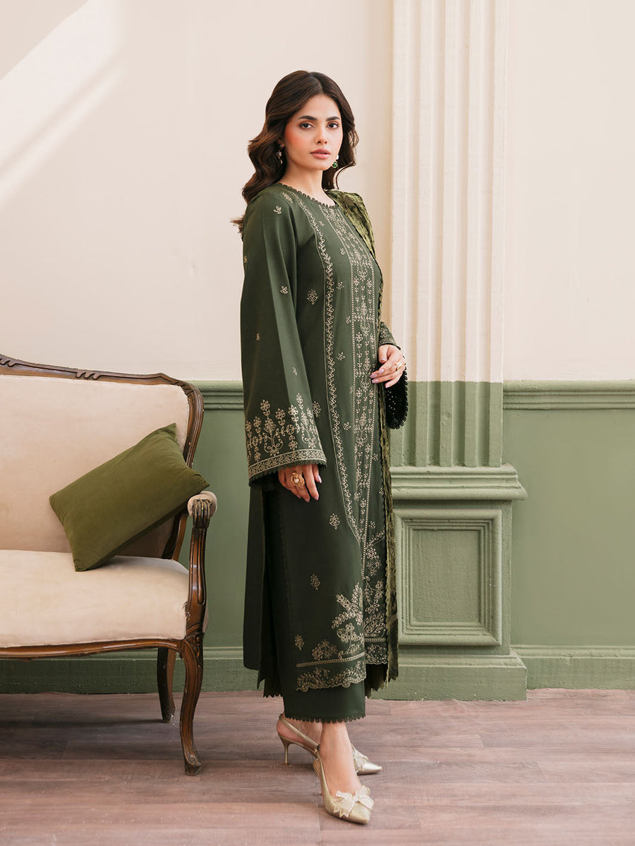 CELTS Mayal Premium Embroidered Dhanak Unstitched 3Pc Suit D-08