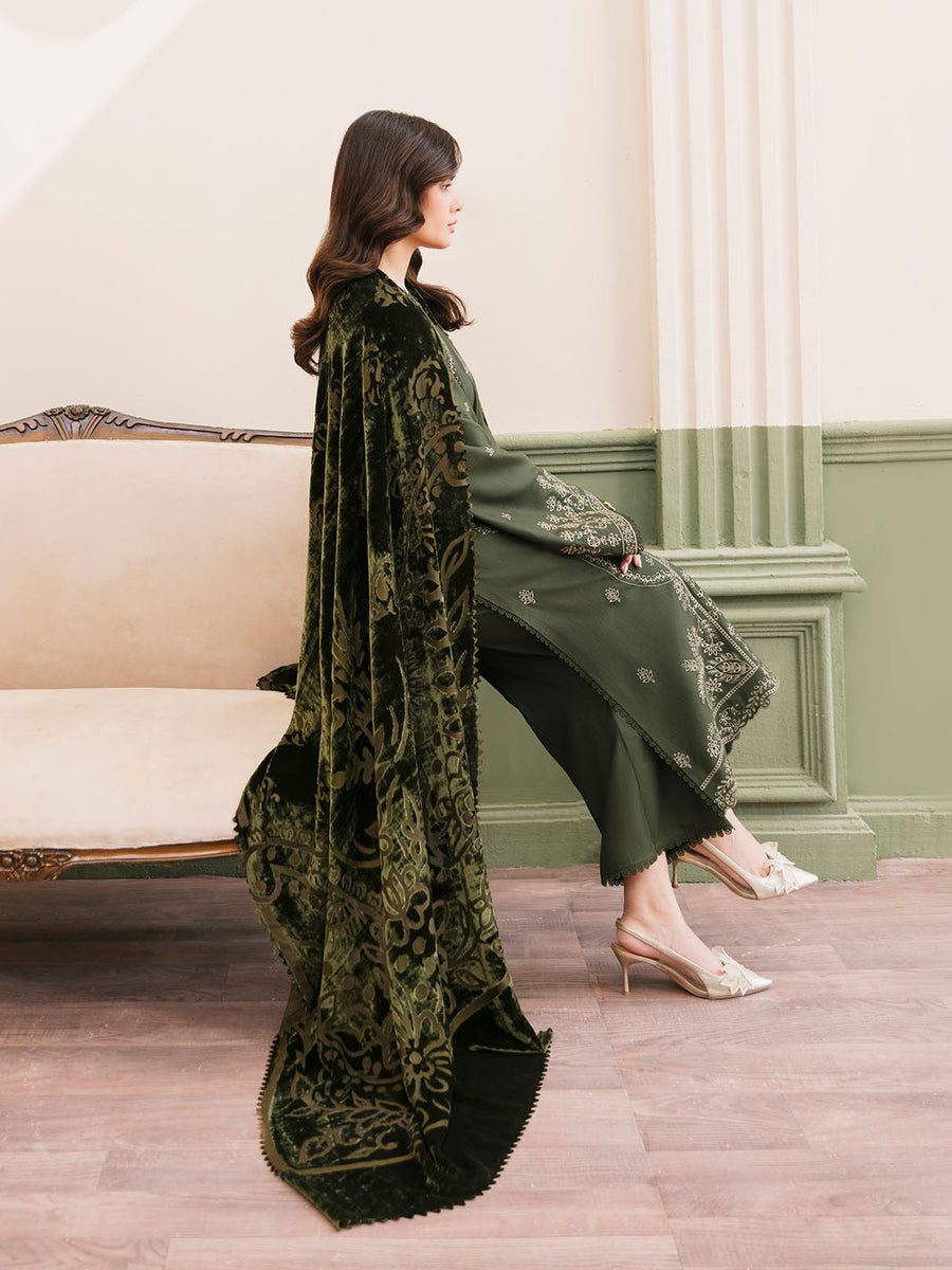 CELTS Mayal Premium Embroidered Dhanak Unstitched 3Pc Suit D-08