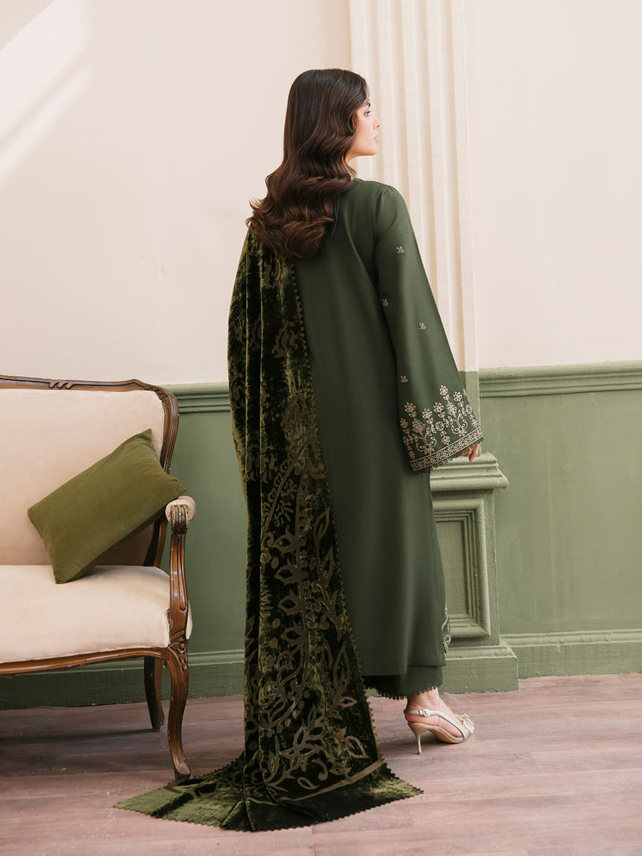 CELTS Mayal Premium Embroidered Dhanak Unstitched 3Pc Suit D-08