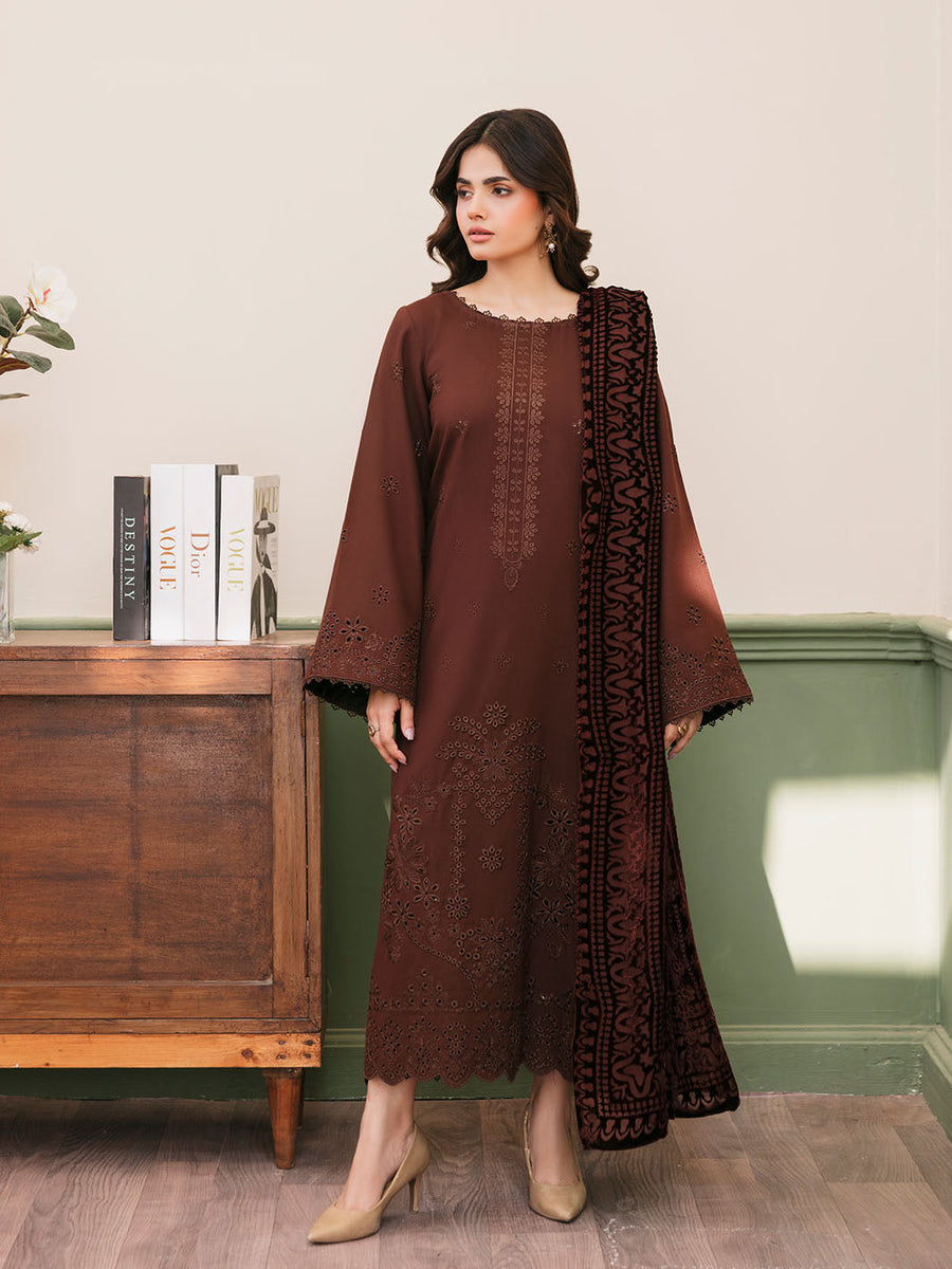 CELTS Mayal Premium Embroidered Dhanak Unstitched 3Pc Suit D-09