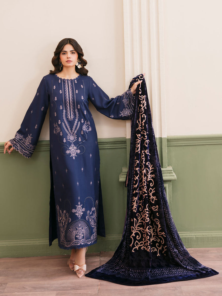 CELTS Mayal Premium Embroidered Dhanak Unstitched 3Pc Suit D-10