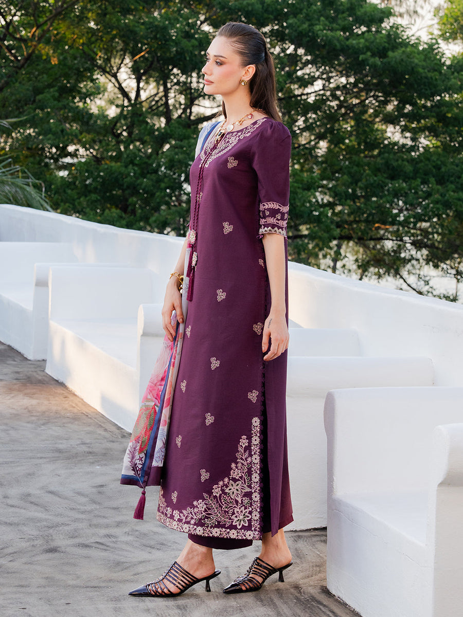 Dareen by IZEL Embroidered Luxury Lawn Unstitched 3Pc Suit - Meerab