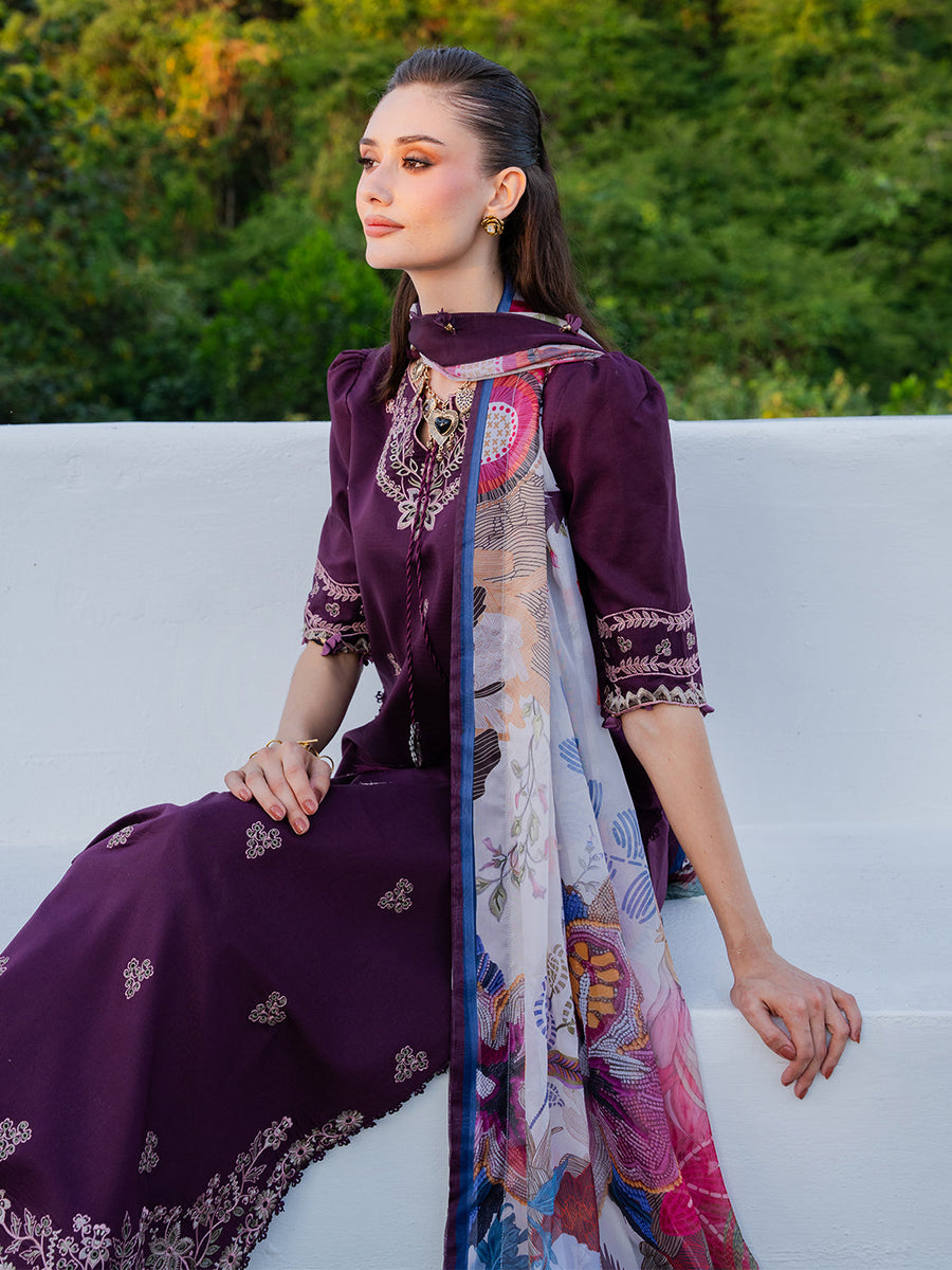 Dareen by IZEL Embroidered Luxury Lawn Unstitched 3Pc Suit - Meerab