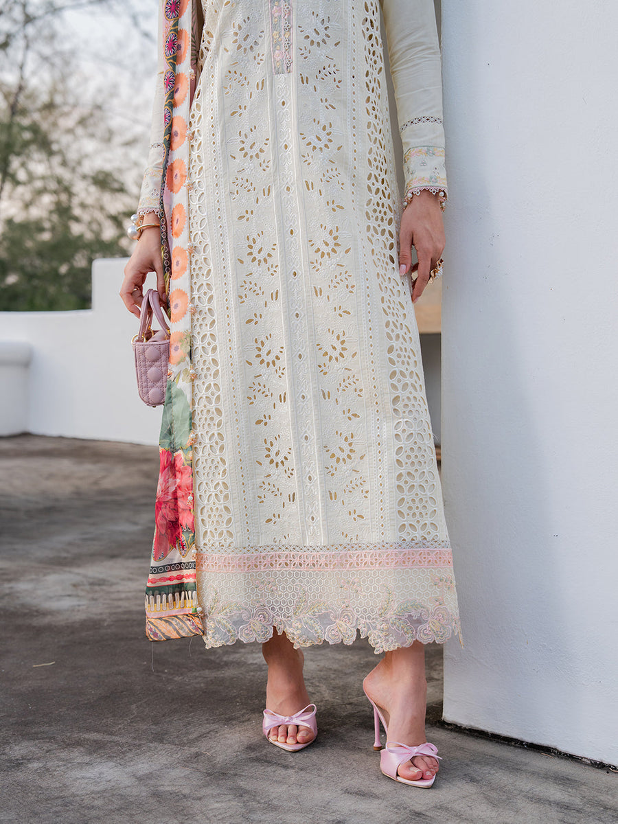 Dareen by IZEL Embroidered Luxury Lawn Unstitched 3Pc Suit - Mehmal