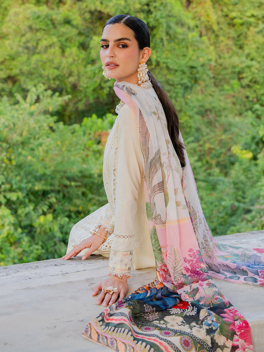 Dareen by IZEL Embroidered Luxury Lawn Unstitched 3Pc Suit - Mehmal