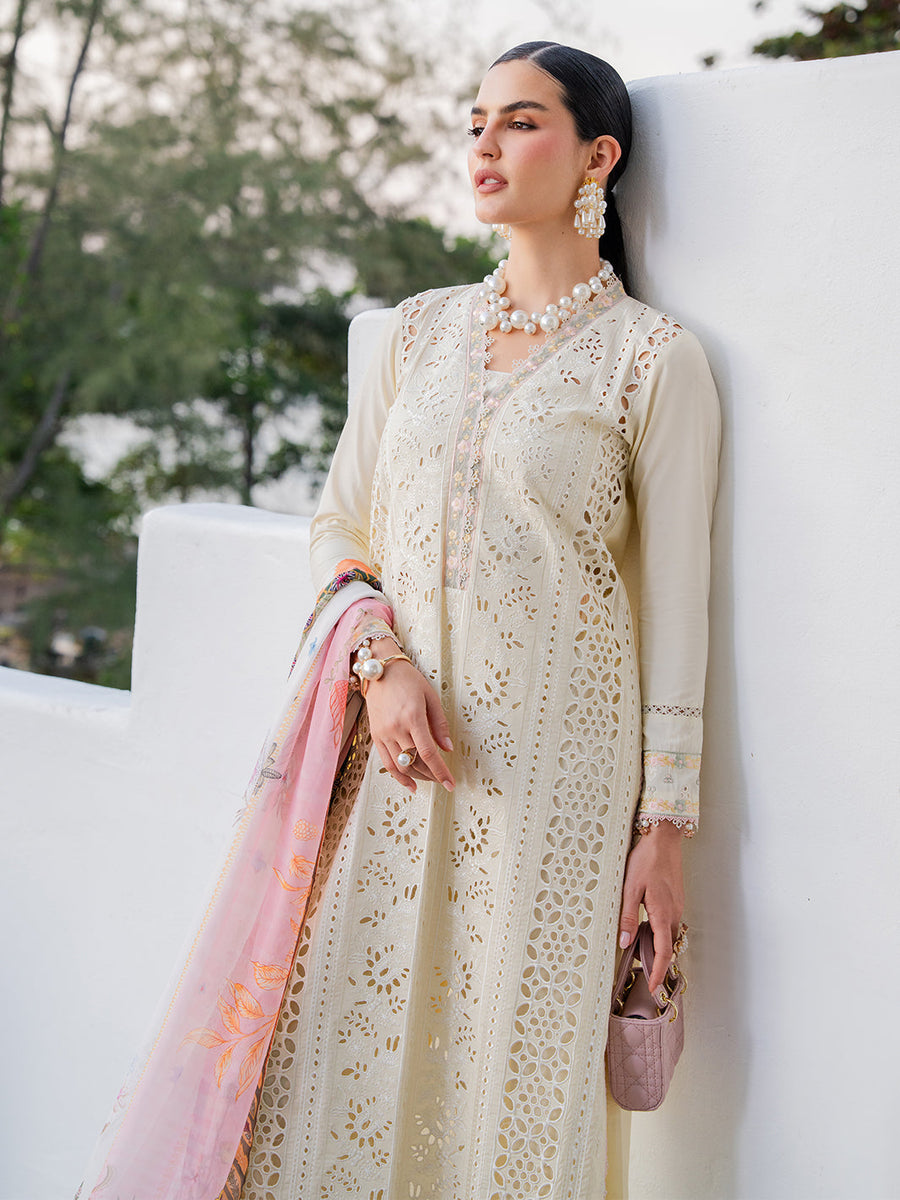 Dareen by IZEL Embroidered Luxury Lawn Unstitched 3Pc Suit - Mehmal
