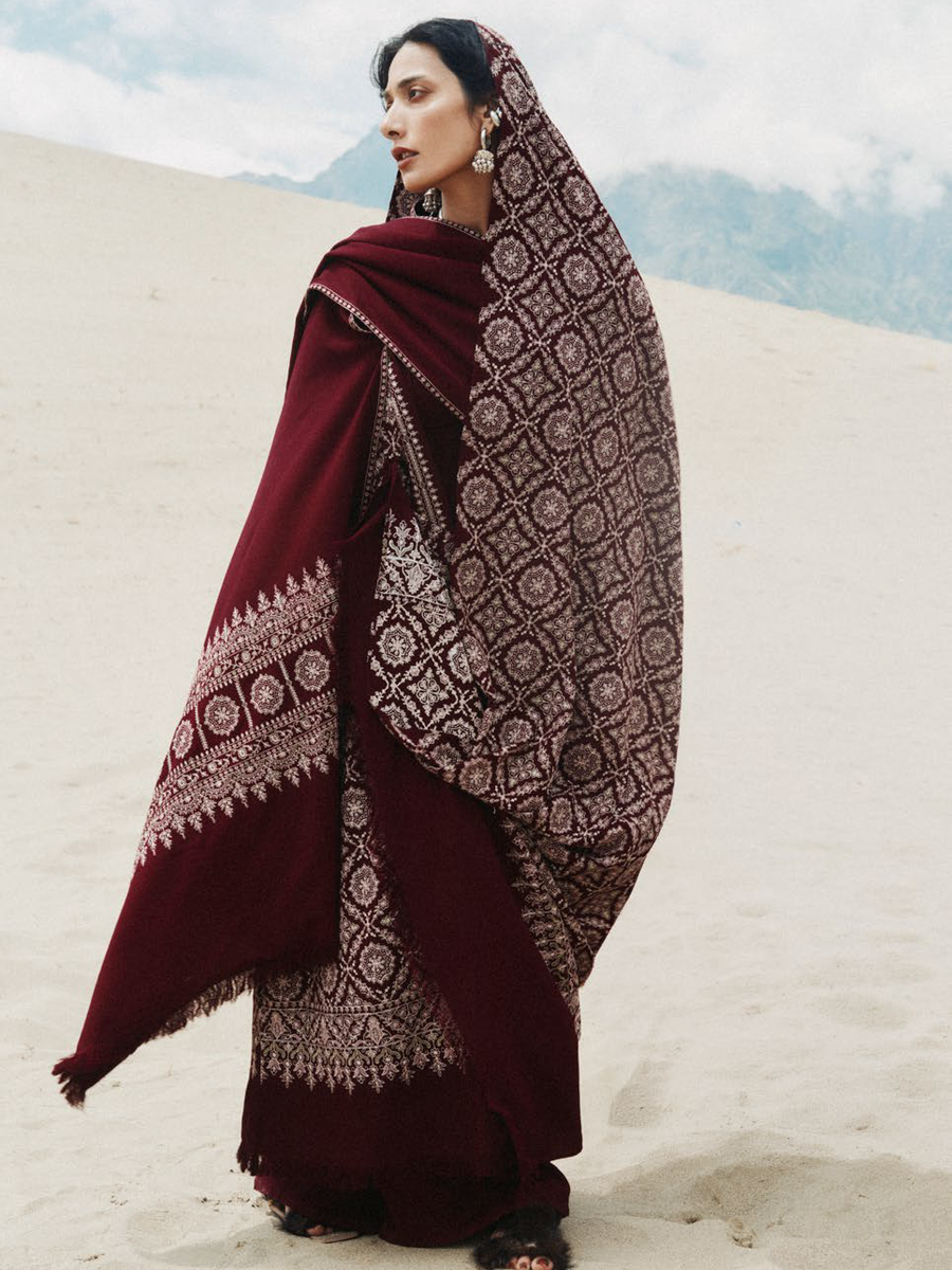 Zara Shahjahan Saraab Embroidered Marina Unstitched 3Pc Suit - MEHRAB