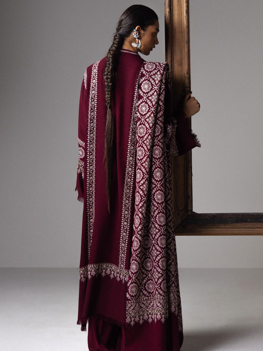 Zara Shahjahan Saraab Embroidered Marina Unstitched 3Pc Suit - MEHRAB
