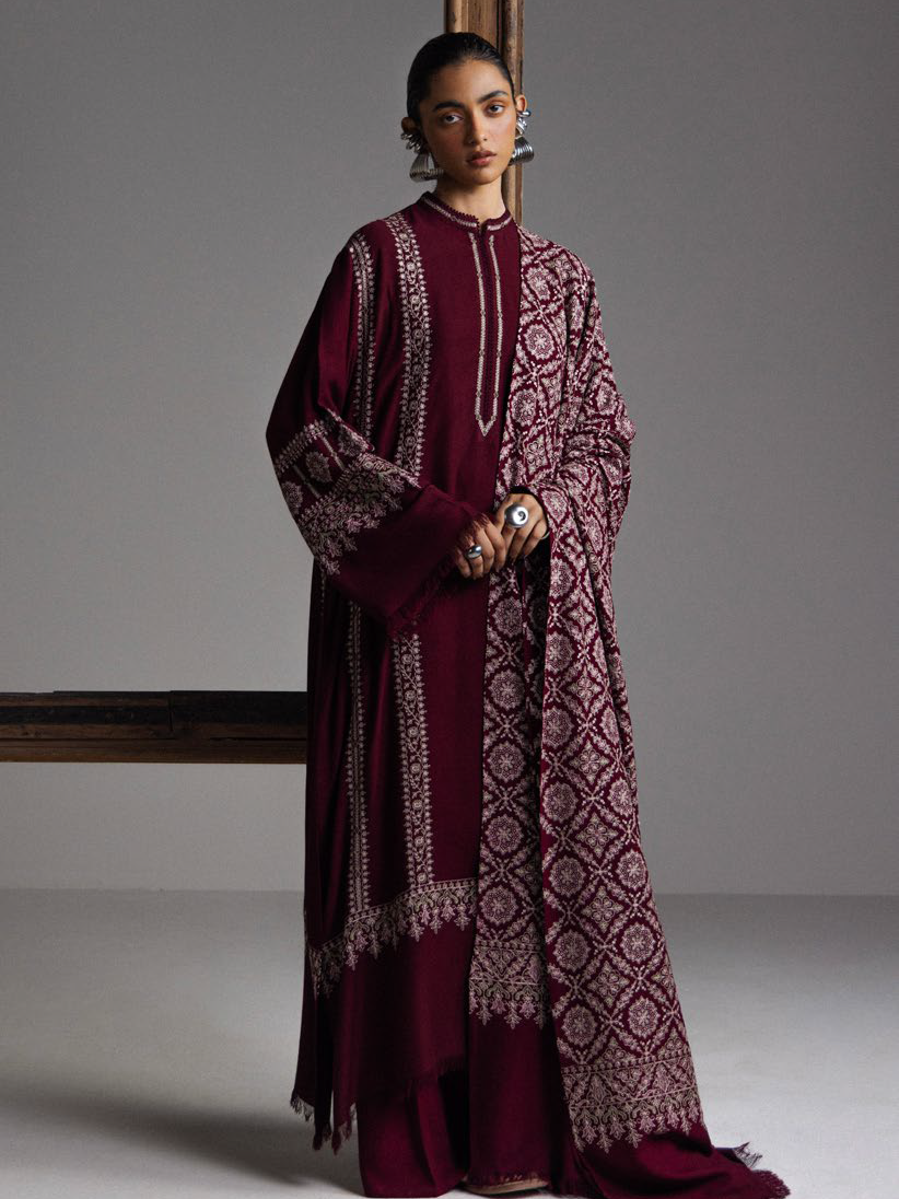 Zara Shahjahan Saraab Embroidered Marina Unstitched 3Pc Suit - MEHRAB