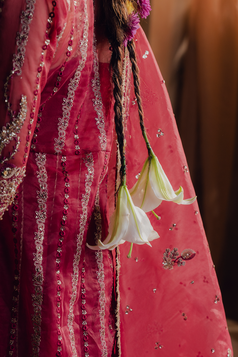 Zarposh Jahanara Festive Embroidered Organza Unstitched 3Pc Suit - MEHRUNISA
