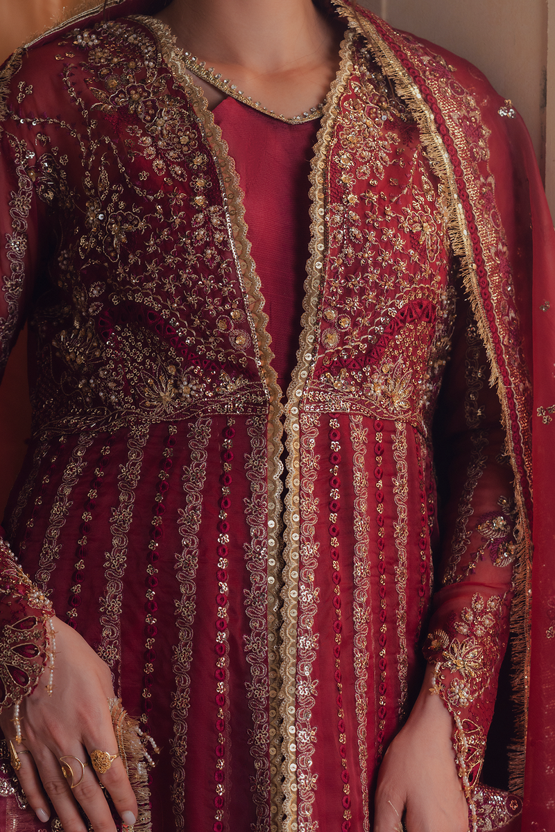 Zarposh Jahanara Festive Embroidered Organza Unstitched 3Pc Suit - MEHRUNISA