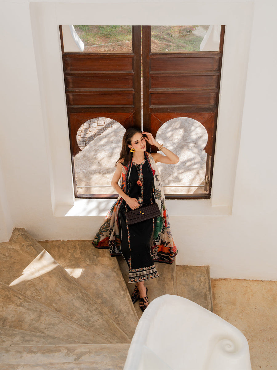 Dareen by IZEL Embroidered Luxury Lawn Unstitched 3Pc Suit - Mehvar