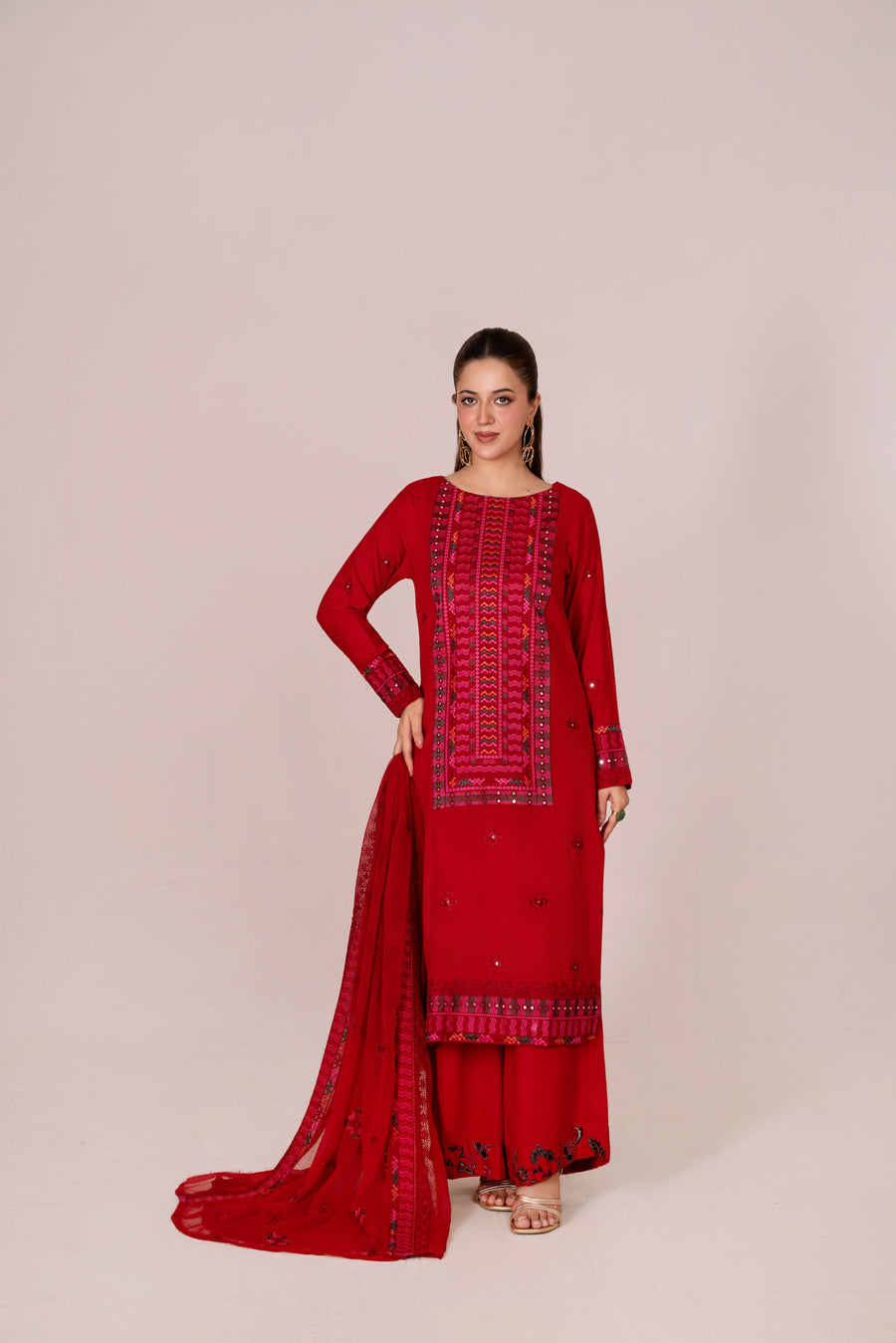 Feathers Fully Embroidered Karandi Unstitched 3Pc Suit MELIOR-FT609