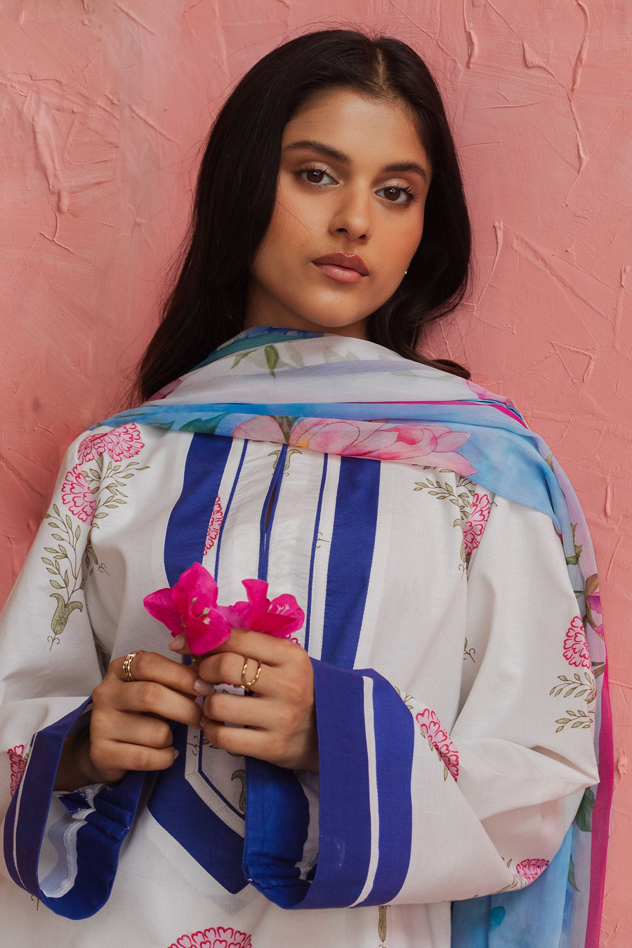 Coco Prints by Zara Shahjahan Unstitched Lawn 3Pc Suit D-05 MELON BLUSH