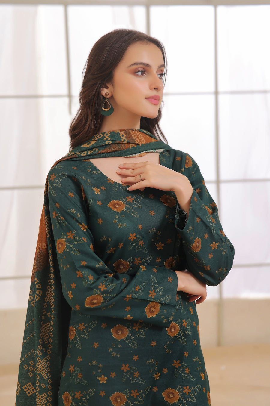 Feathers Digital Printed Dhanak Unstitched 3Pc Suit MELTUM-FT299