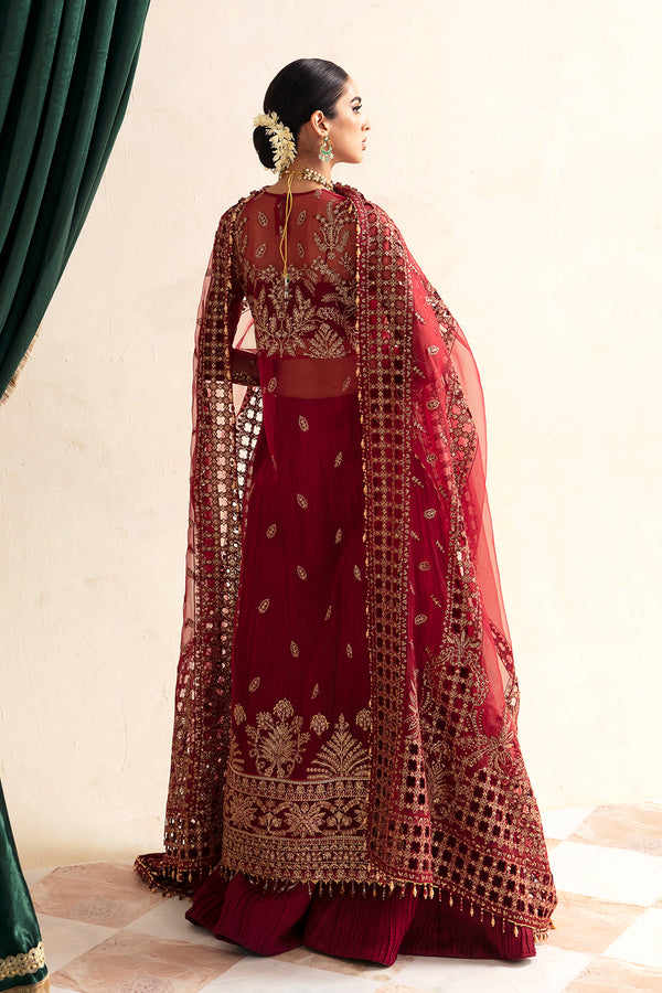 Ayzel Luminara Unstitched Luxury Wedding Formal 3Pc Suit - MERLOT