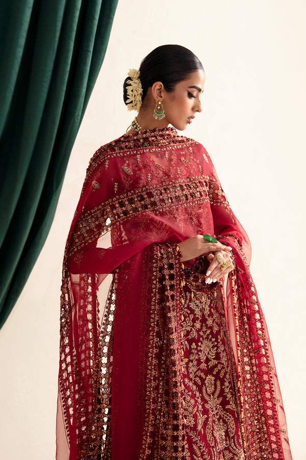 Ayzel Luminara Unstitched Luxury Wedding Formal 3Pc Suit - MERLOT