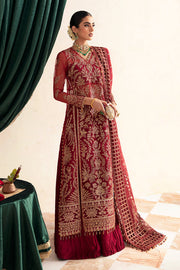 Ayzel Luminara Unstitched Luxury Wedding Formal 3Pc Suit - MERLOT