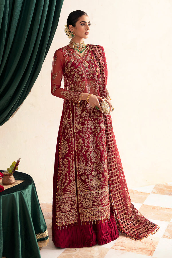 Ayzel Luminara Unstitched Luxury Wedding Formal 3Pc Suit - MERLOT