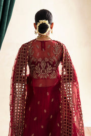 Ayzel Luminara Unstitched Luxury Wedding Formal 3Pc Suit - MERLOT