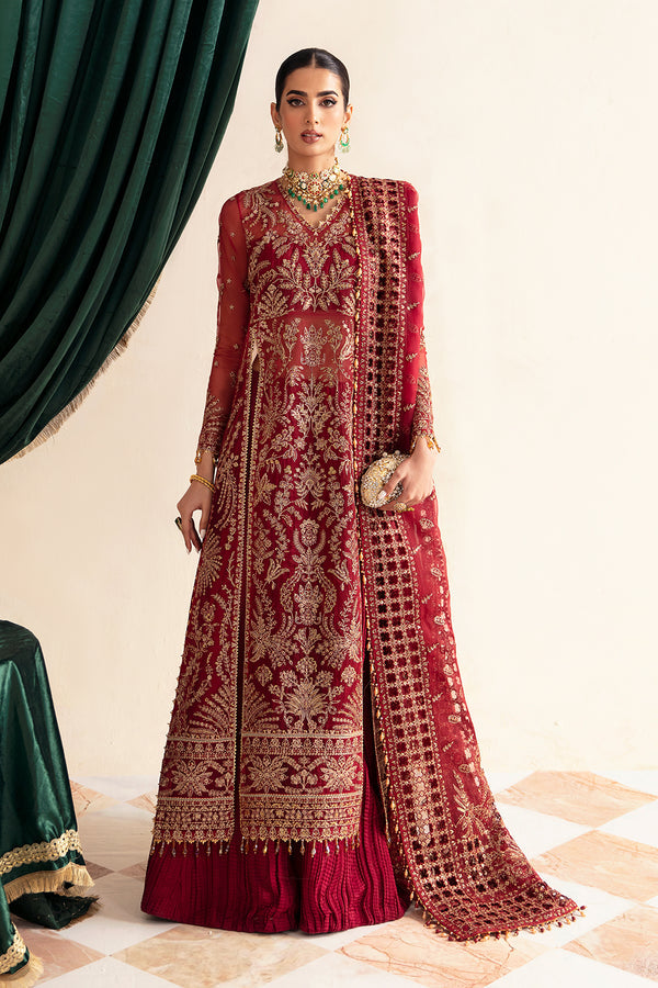 Ayzel Luminara Unstitched Luxury Wedding Formal 3Pc Suit - MERLOT